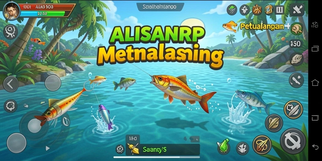 Screenshot gameplay ALISANRP yang menunjukkan pengalaman memancing yang menegangkan.