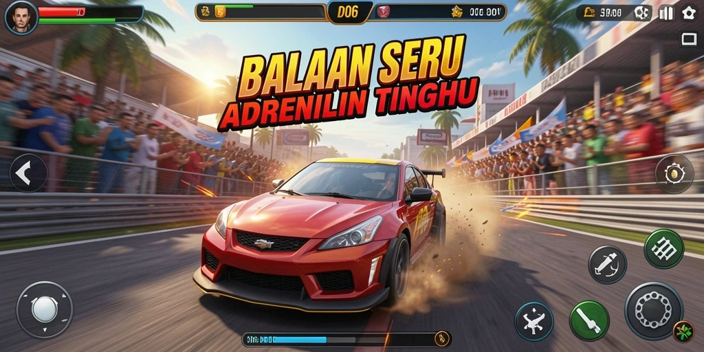 Screenshot D06 menampilkan aksi balap yang mendebarkan dan grafis yang menawan.