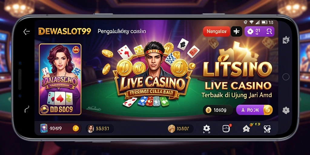 Screenshot gameplay langsung DEWASLOT99 menampilkan dealer profesional dan suasana casino.