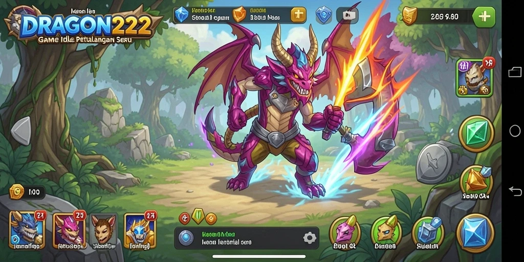 Tampilan gameplay seru di DRAGON222 dengan naga bertarung otomatis.