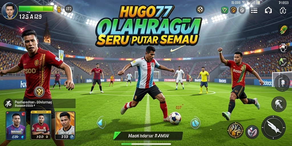 Tampilan gameplay HUGO77 dengan aksi olahraga yang menegangkan.