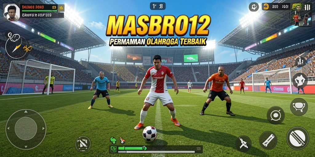 Tampilan gameplay seru dari MASBRO12 yang menampilkan aksi olahraga mendebarkan.
