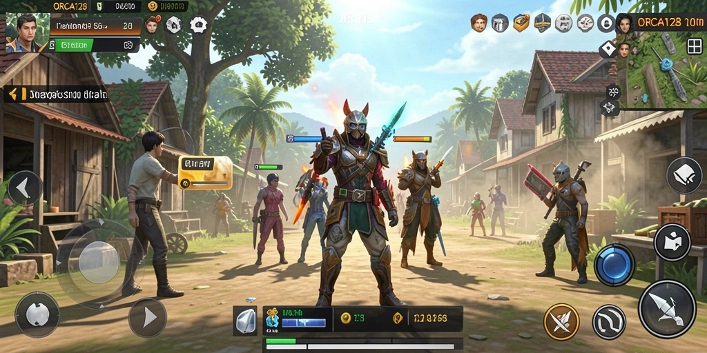 Screenshot gameplay ORCA128 menampilkan strategi dan pertarungan seru.