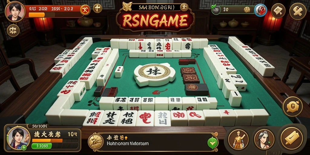 Screenshot gameplay RSNGAME menampilkan ubin Mahjong yang colorfull dan menantang.